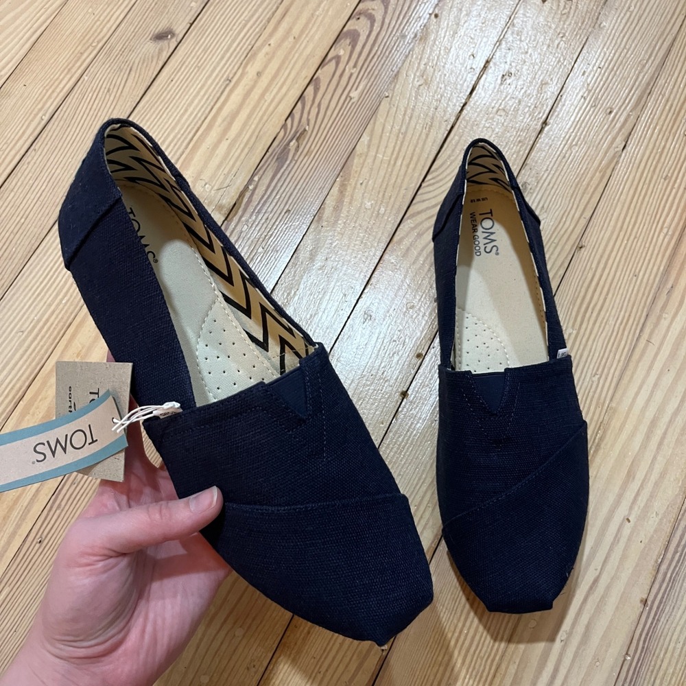 TOMS Alpargata Slip On Shoes Womens Size 12 Navy Blue Canvas Casual Flats New